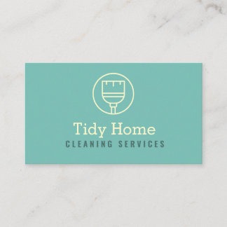 Broom Logo Modern Cleaning Service Business Card