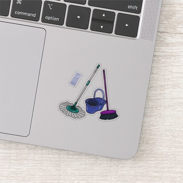 Broom & mop cartoon illustration (Detail)