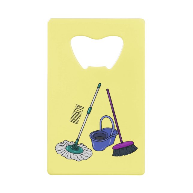 Broom & mop cartoon illustration (Front)