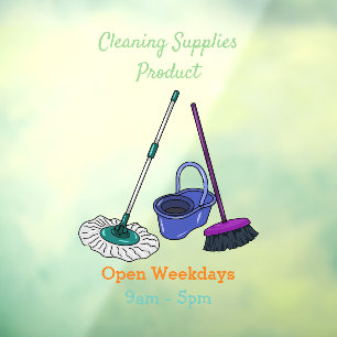 Broom & mop cartoon illustration