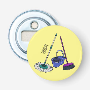 Broom & mop cartoon illustration bottle opener