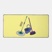 Broom & mop cartoon illustration