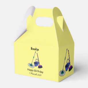 Broom & mop cartoon illustration favour box