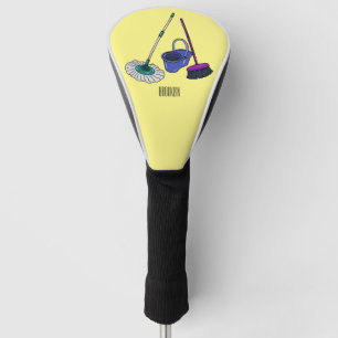Broom & mop cartoon illustration golf head cover