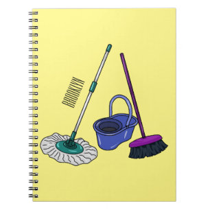 Broom & mop cartoon illustration notebook