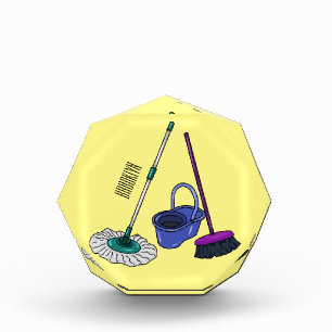 Broom & mop cartoon illustration photo block
