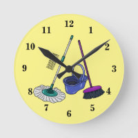 Broom & mop cartoon illustration