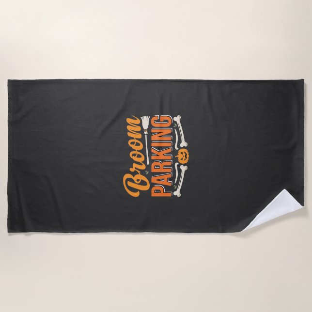 Broom Parking Halloween Vector Design_1 Beach Towel (Front)
