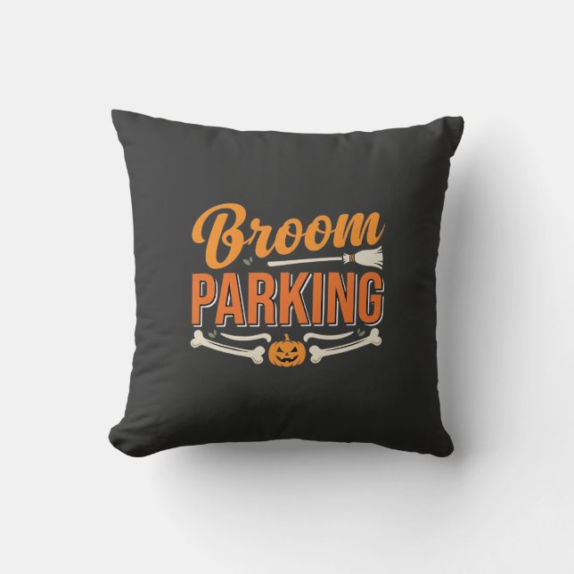Broom Parking Halloween Vector Design_1 Cushion (Front)