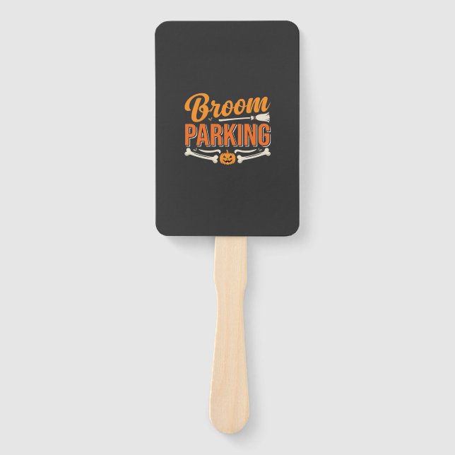 Broom Parking Halloween Vector Design_1 Hand Fan (Front)