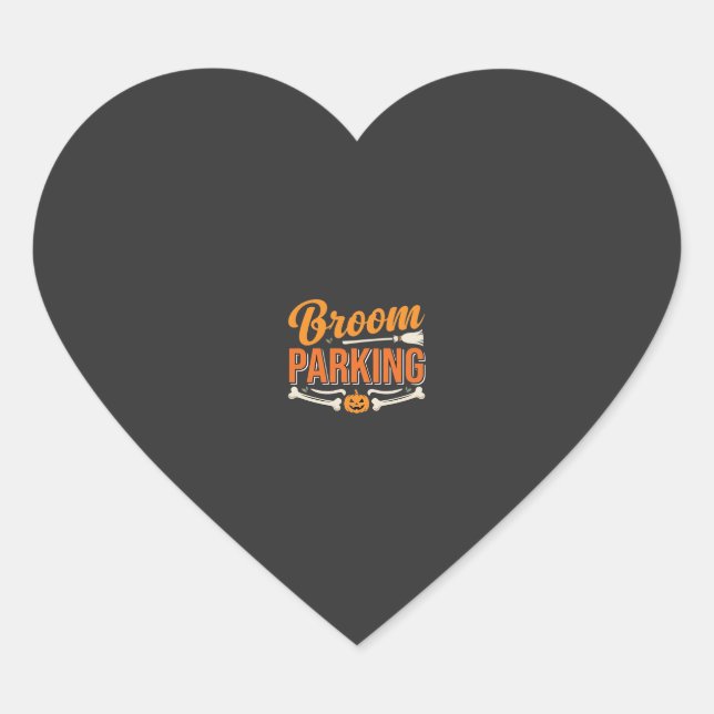 Broom Parking Halloween Vector Design_1 Heart Sticker (Front)