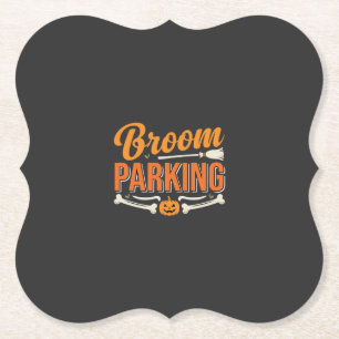 Broom Parking Halloween Vector Design_1 Paper Coaster
