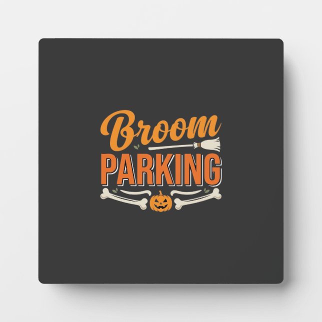 Broom Parking Halloween Vector Design_1 Plaque (Front)