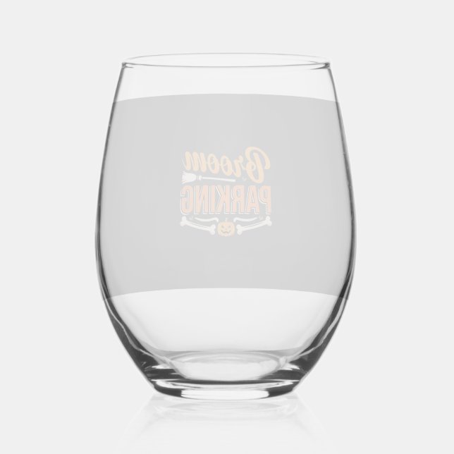Broom Parking Halloween Vector Design_1 Stemless Wine Glass (Front)