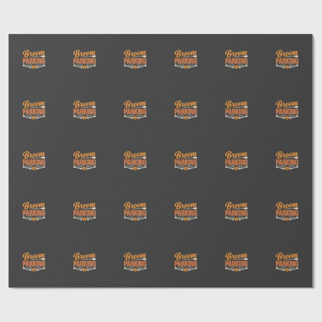 Broom Parking Halloween Vector Design_1 Wrapping Paper (Flat)