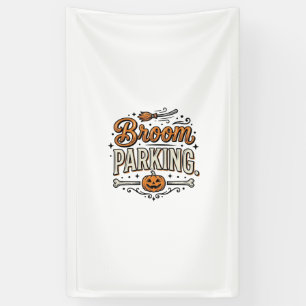 Broom Parking Halloween Vintage Witch Vector Desig Banner