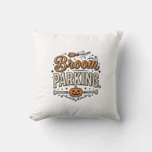 Broom Parking Halloween Vintage Witch Vector Desig Cushion