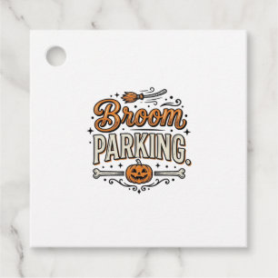 Broom Parking Halloween Vintage Witch Vector Desig Favour Tags