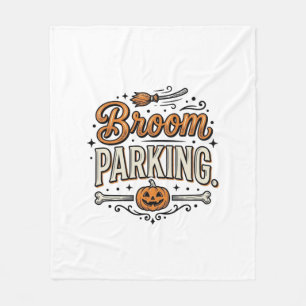 Broom Parking Halloween Vintage Witch Vector Desig Fleece Blanket
