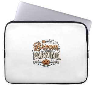 Broom Parking Halloween Vintage Witch Vector Desig Laptop Sleeve