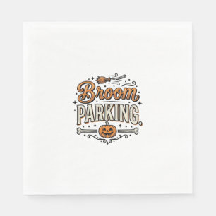 Broom Parking Halloween Vintage Witch Vector Desig Napkin