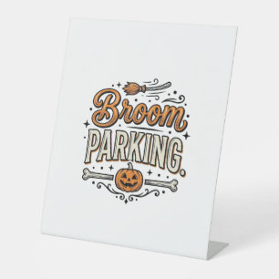 Broom Parking Halloween Vintage Witch Vector Desig Pedestal Sign