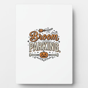 Broom Parking Halloween Vintage Witch Vector Desig Plaque