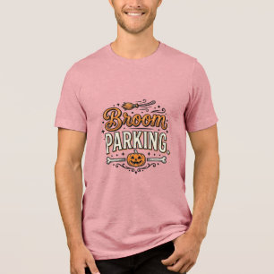 Broom Parking Halloween Vintage Witch Vector Desig Tri-Blend Shirt