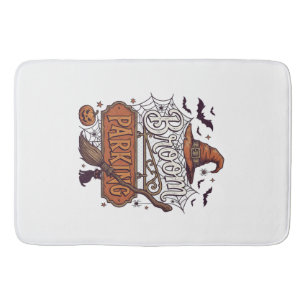 Broom Parking Halloween Witch Hat Broomstick Black Bath Mat