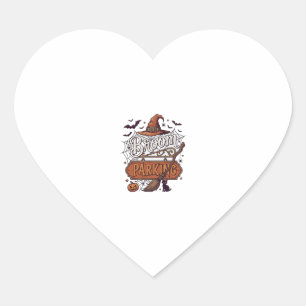 Broom Parking Halloween Witch Hat Broomstick Black Heart Sticker
