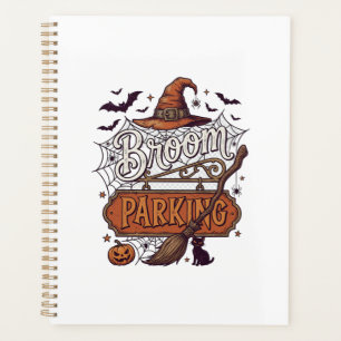 Broom Parking Halloween Witch Hat Broomstick Black Planner