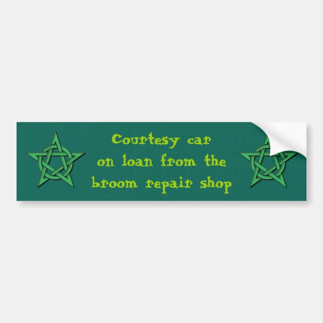 Broom Repair Shop Courtesy Car Witch Driver Bumper Sticker (Front)