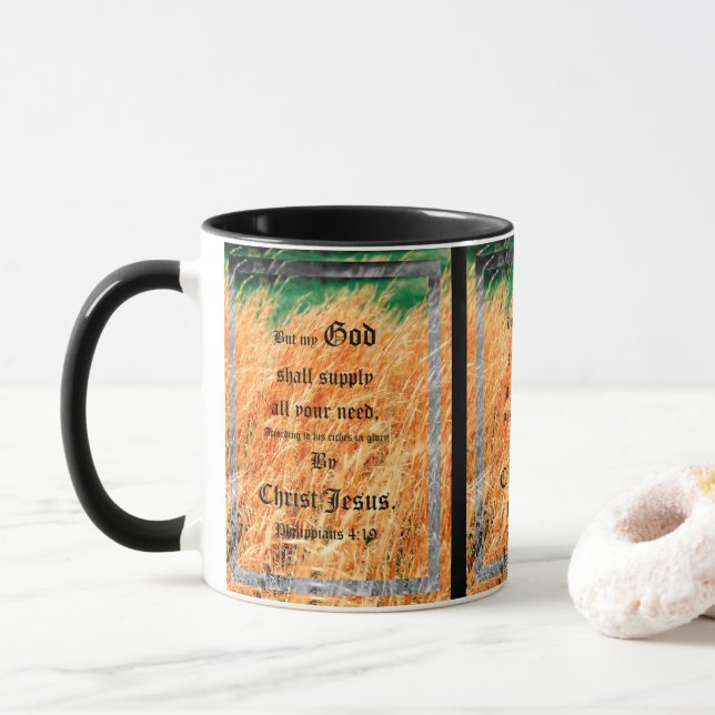 Broom Sage Abstract Philippians 4:19 Mug (With Donut)