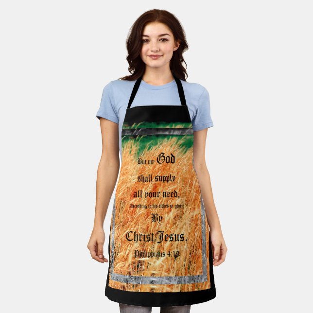 Broom Sage Abstract Philippians 4vs19 Apron (Worn)