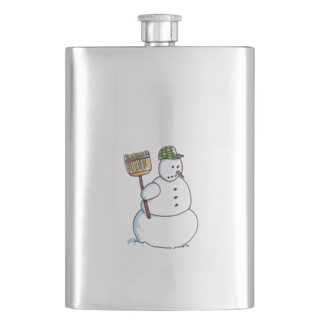 Broom Snowman stainless steel flask (Front)