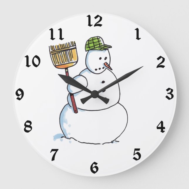 Broom Snowman wall clock (Front)