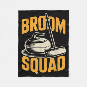 Broom Squad Ice Sweeng Rock Stone Sliding Curling  Fleece Blanket