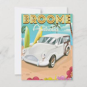 Broome Australia vintage travel poster Invitation