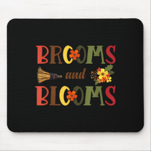 Brooms And Blooms Funny Halloween Mouse Pad