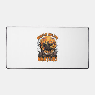 Brooms Are Amateurs Halloween Witch Horse Moon Gra Desk Mat