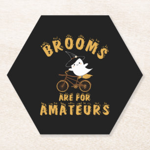 BROOMS ARE FOR AMATEURS HALLOWEEN PAPER COASTER
