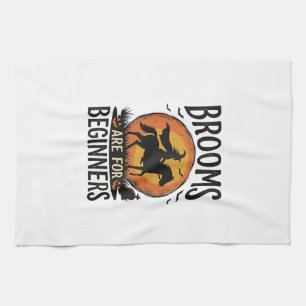 Brooms Are for Beginners Vintage Halloween Witch D Tea Towel