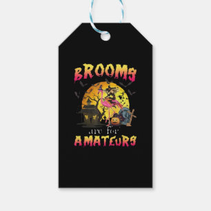 Brooms Are For Flamingo Halloween Gift Tags