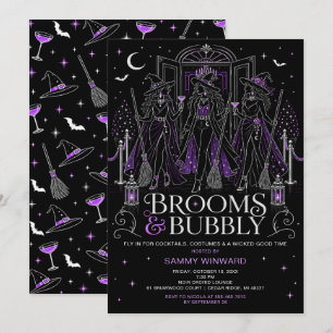 Brooms & Bubbly Witchy Halloween Girls Night Invitation