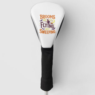 Brooms Flying Sweeping Halloween Witch Moon Bats Golf Head Cover