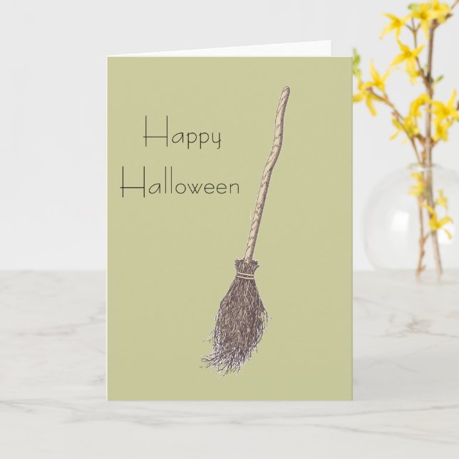 Broomstick Greeting Card (Yellow Flower)