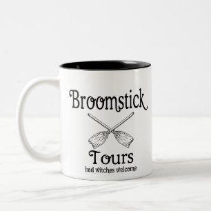 broomstick tours Two-Tone coffee mug