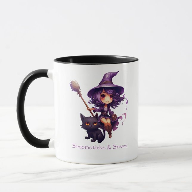 Broomsticks And Brews Witch Halloween Mug (Left)