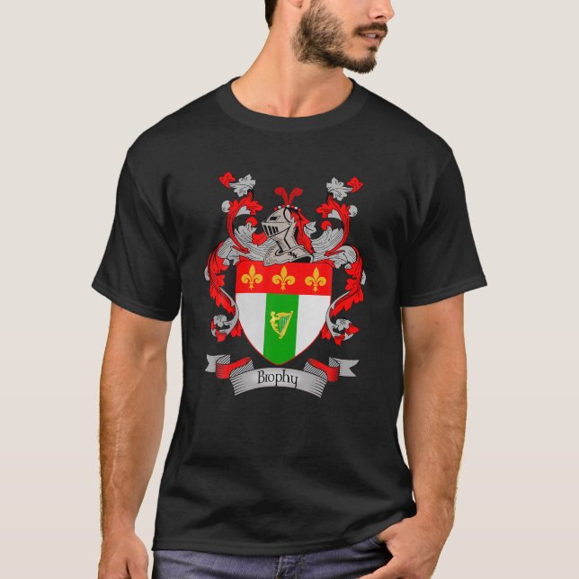 Brophy Coat Of Arms | Brophy Surname Family Crest T-Shirt (Front)