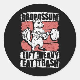 Bropossum Lift Heavy Eat Trash Opossum Gym Weightl Classic Round Sticker